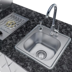 Sunstone Grills Bayou 8 1/2 Ft Outdoor Kitchen Island w/ Propane Grill & Side Burner, Sink, Refrigerator, Door & Drawer - Image 10