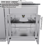 Sunstone Grills Houston 9 1/2 Ft Outdoor Kitchen Island w/ Propane Grill & Side Burner, Sink, Refrigerator, Door & Drawer - Image 3