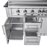 Sunstone Grills French Quarter 13 1/2 Ft Outdoor Kitchen Island w/ Propane Grill & Side Burner, Sink, Refrigerator, Door & Drawer - Image 6