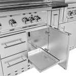 Sunstone Grills French Quarter 13 1/2 Ft Outdoor Kitchen Island w/ Propane Grill & Side Burner, Sink, Refrigerator, Door & Drawer - Image 7