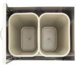 BBQGuys Signature 10 Ft Outdoor Kitchen Island w/ 40-in Blaze LTE+ Natural Gas Grill, Sink & Double Trash Bin | Sun Bleached Oak w/ Nero Mist Granite - Image 23