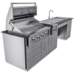 Sunstone Grills Summit 10 Ft Outdoor Kitchen Island w/ Propane Grill & Side Burner, Sink, Door & Drawer - Image 9