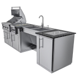 Sunstone Grills Summit 10 Ft Outdoor Kitchen Island w/ Propane Grill & Side Burner, Sink, Door & Drawer - Image 11