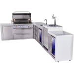 Mont Alpi Deluxe Series 12 Ft Propane Outdoor Kitchen Island w/ 32-in Grill, Side Burner, Beverage Center, Kamado Module & Triple Drawer - MAi400-D90BEVKAMDR - Image 3