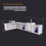 Mont Alpi Deluxe Series 13 1/2 Ft L-Shaped Natural Gas Outdoor Kitchen Island w/ 32-in Grill, Side Burner, Beverage Center, Kegerator, Fridge & Extra Door (Ships Propane w/ Conversion Kit) - Image 2