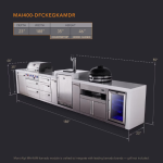 Mont Alpi Deluxe Series 15 1/2 Ft Natural Gas Outdoor Kitchen Island w/ 32-in Grill, Side Burner, Kegerator, Fridge, Kamado Module & Triple Drawer (Ships Propane w/ Conversion Kit) - Image 2