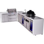 Mont Alpi Deluxe Series 13 1/2 Ft L-Shaped Natural Gas Outdoor Kitchen Island w/ 32-in Grill, Side Burner, Beverage Center, Kegerator, Kamado Module & Triple Drawer (Ships Propane w/ Conversion Kit) - Image 4