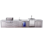 Mont Alpi Deluxe Series 16 Ft Propane Outdoor Kitchen Island w/ 32-in Grill, Side Burner, Beverage Center, Kegerator & Triple Drawer - MAi400-DKEGBEVDR