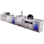 Mont Alpi Deluxe Series 19 Ft Propane Outdoor Kitchen Island w/ 32-in Grill, Side Burner, Beverage Center, Kegerator, Fridge, Kamado Module & Extra Door - MAi400-DKEGBEVFCKAMXL - Image 5