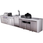 Mont Alpi Deluxe Series 15 Ft Propane Outdoor Kitchen Island w/ 32-in Grill, Side Burner, Kegerator, Kamado Module & Extra Door - MAi400-DKEGKAMXL - Image 4