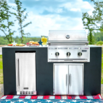 Coyote Key 6 Ft Outdoor Kitchen Island w/ SL-Series 30-in 2-Burner Built-In Natural Gas Grill, Insulated Jacket, Refrigerator & Access Door - Image 2