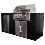 Coyote Key 6 Ft Outdoor Kitchen Island w/ SL-Series 30-in 2-Burner Built-In Natural Gas Grill, Insulated Jacket, Refrigerator & Access Door - Image 4