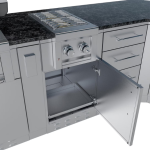 Sunstone Grills Savanna 16 Ft Outdoor Kitchen Island w/ Propane Grill & Side Burner, Sink, Refrigerator, Trash Bin, Door & Drawer - Image 14