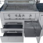 Sunstone Grills Savanna 16 Ft Outdoor Kitchen Island w/ Propane Grill & Side Burner, Sink, Refrigerator, Trash Bin, Door & Drawer - Image 15