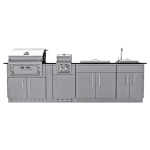 Sunstone Grills Alamo 10 Ft Outdoor Kitchen Island w/ Propane Grill & Side Burner, Sink, Door & Drawer