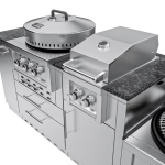 Sunstone Grills Tex-Cajun 9 Ft Outdoor Kitchen Island w/ Propane Grill & Side Burner, Door & Drawer - Image 12