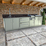 Sunstone Grills Galley 10 1/2 Ft Outdoor Kitchen Island w/ Sink, Door & Drawer - Image 3