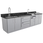 Sunstone Grills Galley 10 1/2 Ft Outdoor Kitchen Island w/ Sink, Door & Drawer - Image 4