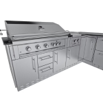 Sunstone Grills Rancher 11 Ft Outdoor Kitchen Island w/ Propane Grill & Side Burner, Sink, Refrigerator, Trash Bin, Door & Drawer - Image 5