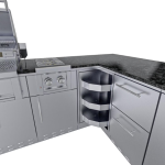 Sunstone Grills Rancher 11 Ft Outdoor Kitchen Island w/ Propane Grill & Side Burner, Sink, Refrigerator, Trash Bin, Door & Drawer - Image 15