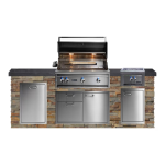 BBQGuys Signature 8ft Luxury Outdoor Kitchen w/ Lynx Professional 36-Inch Propane Grill & Power Burner - Gold Rush Stone w/ Black Polished Granite