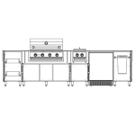 WeatherStrong Nassau 10 1/2 Ft Outdoor Kitchen Island w/ Lynx Natural Gas Grill, Side Burner & Refrigerator in Shell White/Midnight Ice - Image 4