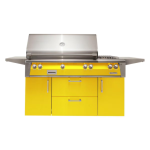 Alfresco ALXE 56-Inch Freestanding Propane Deluxe Grill With Sear Zone, Rotisserie, And Side Burner in Traffic Yellow - ALXE-56SZC-LP-S1023